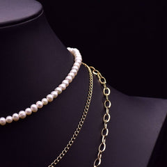 MULTI LAYERED SIMPLE PEARL SWEATER NECKLACE_CWAJE3907