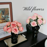 PREMIUM BURNT EDGE ROSE ARTIFICIAL FLOWER BOUQUET_CWMM6469