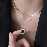SQUARE OVAL PENDANT DOUBLE LAYER FASHION NECKLACE_CWAJE2373