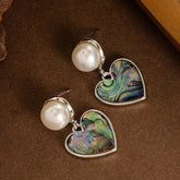 NATURAL ABALONE HEART HEART EARRINGS PEARL EARRINGS_CWMM4355