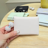 Cute Bow Pendant Floral Mini Trifold Wallet_Cwab06217