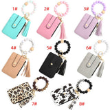 SILICONE BRACELET LEATHER WALLET TASSEL KEYCHAIN_CWAJE0659
