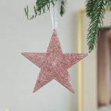 PINK GOLD GLITTER XMAS TREE HANGING DECORATION_CWMM9761