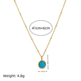 STAINLESS STEEL FASHION NATURAL TURQUOISE NECKLACE_CWMM5699