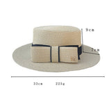 FEDORA STRAW HAT SIMPLE BOW FLAT TOP ELEGANT WOMEN_CWAH1155