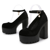 ROUND TOE FLAT BUCKLE PLATFORM HIGH HEELS_CWSHS0648