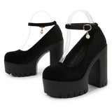 ROUND TOE FLAT BUCKLE PLATFORM HIGH HEELS_CWSHS0648