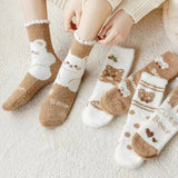 BROWN WARM CARTOON CUTE MID TUBE SOCKS_CWMS0794