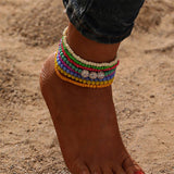 BOHO BEADED HEART TASSEL ANKLET COLORFUL VIBES_CWMM6341