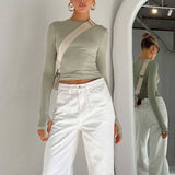 Solid-Color Round-Neck Form-Fitting Base T-Shirt