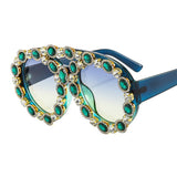 LARGE CONTRAST OVAL LUXURY EMERALD SUNGLASSES_CWASG0867