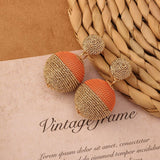 NEW VINTAGE SIMIAN GRASS VINE WOVEN EARRINGS_CWAJE4011