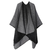 JACQUARD SLIT SHAWL WITH FAUX CASHMERE SCARF_CWASC2164