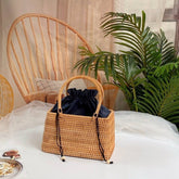 HANDMADE RATTAN BASKET SHELL STORAGE HANDBAG_CWMM4549