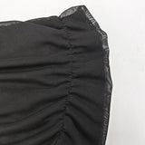 Solid Color Fit Line Neck Gauze Long Sleeve Top