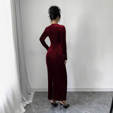 Temperament Solid Color Slim High Waist Dress