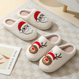 DEER PATTERNED CHRISTMA SANTA CLAUS INDOOR SLIPPER_CWSHS0257