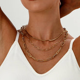PAPERCLIP SNAKE BONE ROUND MULTI LAYERED NECKLACE_CWMM3690