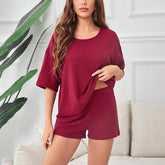 Waffle Short-Sleeved Shorts House Suit