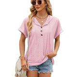 Solid Color Half-Breasted Hooded Loose T-Shirt