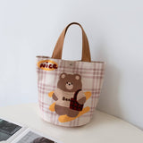 CARTOON PLAID LUNCH BAG FOR MOMS WORK_CWAB5599
