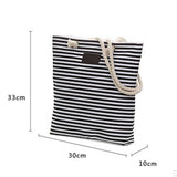 Canvas Striped Shoulder Bag Tote Bag_Cwab1711