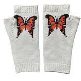 ORANGE LARGE BUTTERFLY LONG HALF FINGER GLOVES_CWMM1671