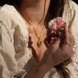 HEART FLOWER ALBUM PENDANT NECKLACE_CWMM5331