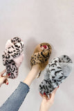 LEOPARD PATTERN CROSS FLUFFY HOME BEDROOM SLIPPERS_CWSHS0228