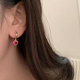 Valentines Day Zircon Heart Pendant Earrings