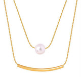 Titanium Steel Necklace With Pearl Pendant