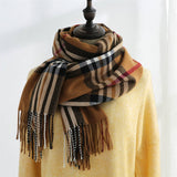 PLAID FAUX CASHMERE SCARF SWEET MID LENGTH WRAP_CWASC0190