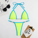 METALLIC BIKINI SET SEXY FLUORESCENT SWIMSUIT_CWMW0148