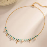 FRENCH TURQUOISE CROSS PENDANT NECKLACE_CWAJE0616