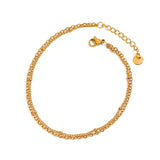 Trendy 18K Gold Beaded O-Link Double Anklet