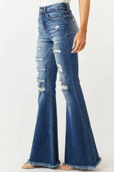 Cwjp0603_Mid Rise Slim Fit Stretch Flare Denim Jeans