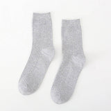 SOLID COLOR MASSAGE BOTTOM CASUAL MID CALF SOCKS_CWMS0993