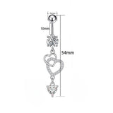 NEW HEART CZ DANGLE NAVEL RING PIERCING JEWELRY_CWMM9375