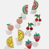 SUMMER BEACH FRUIT STUD EARRINGS FULL CZ COPPER_CWAJE5106