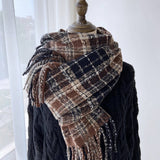 PLAID TASSEL SCARF WRAP FOR STUDENTS COUPLES_CWASC1461
