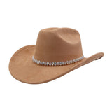 Unisex Suede Western Cowboy Jazz Fedora Hat_Cwah04422