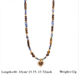 Tiger Eye Heart Pendant Beaded Necklace_Cwmm7547