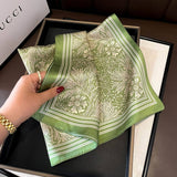 GREEN FLORAL SQUARE NECK SCARF FOR WOMEN_CWASC0538