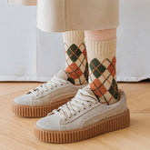 DIAMOND CHECK WARM RETRO MID CALF SOCKS_CWMS1058