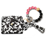 MEN S COW PRINT WALLET KEYCHAIN WITH SILICONE BEADS_CWAB4994