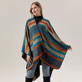 LINE PATTERN SCARF THICKENED KNITTED CAPE SHAWL_CWASC2262