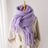 MOHAIR TASSEL SCARF FOR WINTER UNISEX LONG SHAWL_CWASC0965