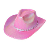 GLITTER WESTERN COWBOY HAT WITH RHINESTONE STRIP_CWAH3646