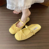 RED BALLET MARY JANE MULES WITH BOW FOR WOMEN_CWSHF0089