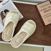 CLOUD PLEATED BUBBLE COTTON LINEN HOME SLIPPERS_CWMM2981